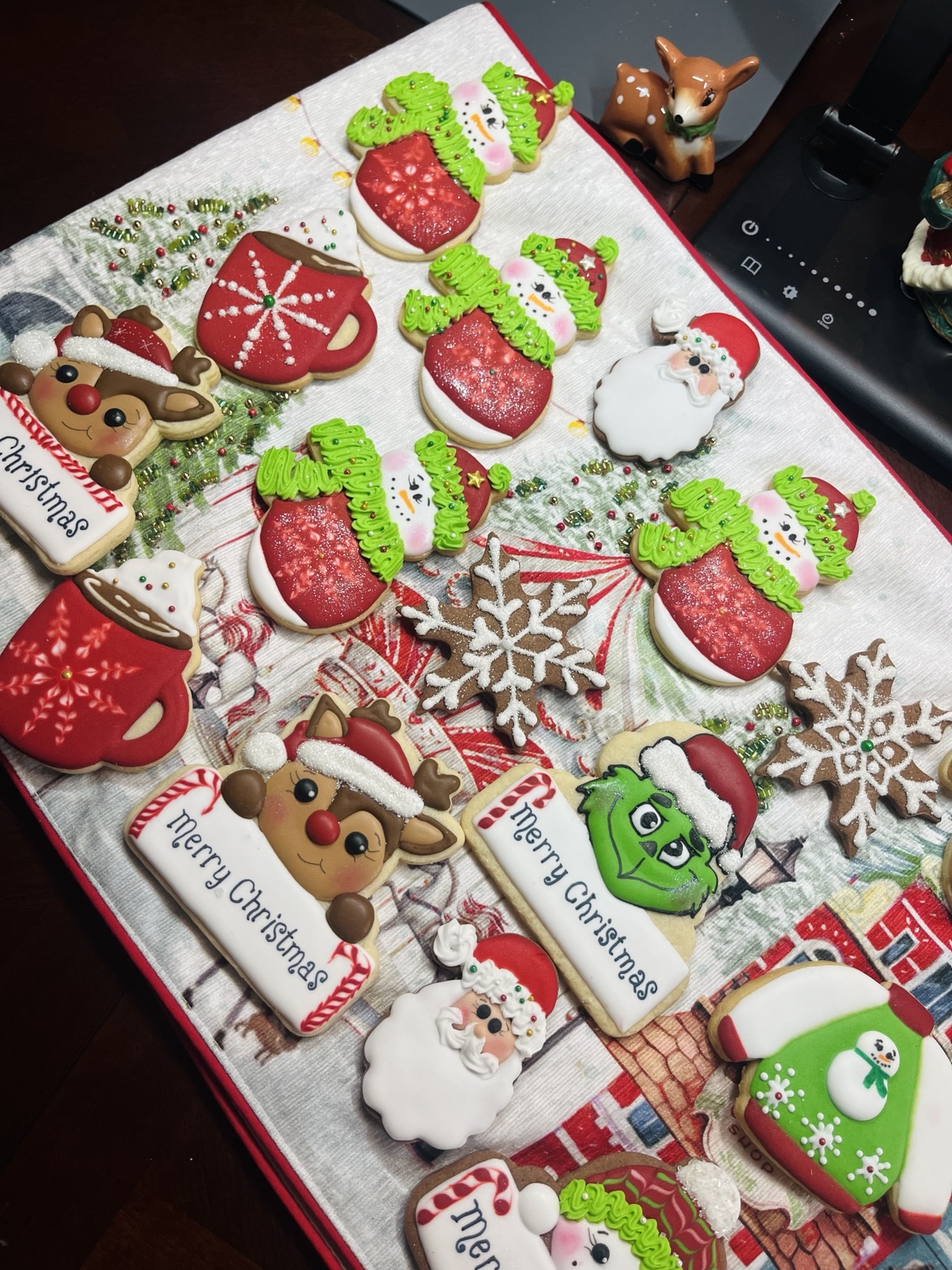 Assorted Christmas character and winter cookies